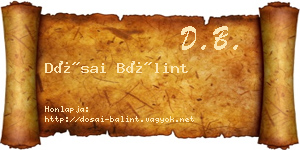 Dósai Bálint névjegykártya